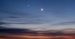 Obloha, noc, Jupiter, Mesiac, planéty