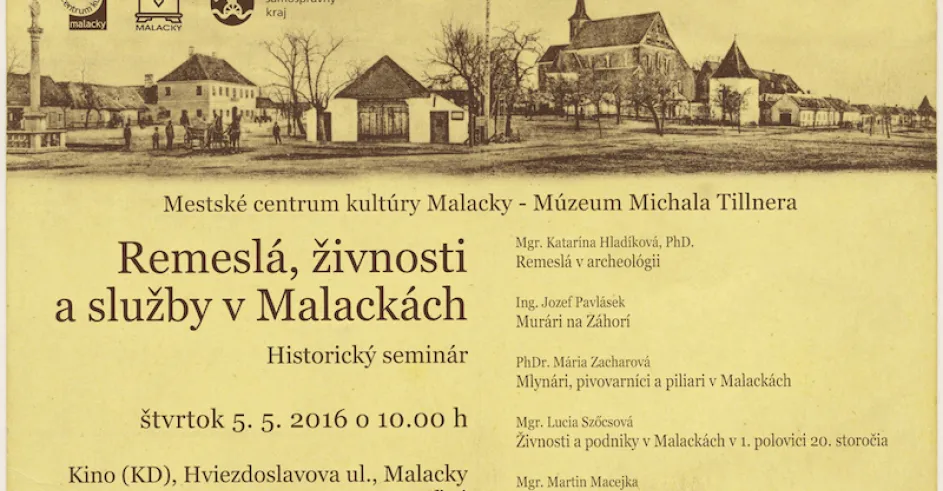 Plagat Historicky Seminar Malacky Remesla 2016