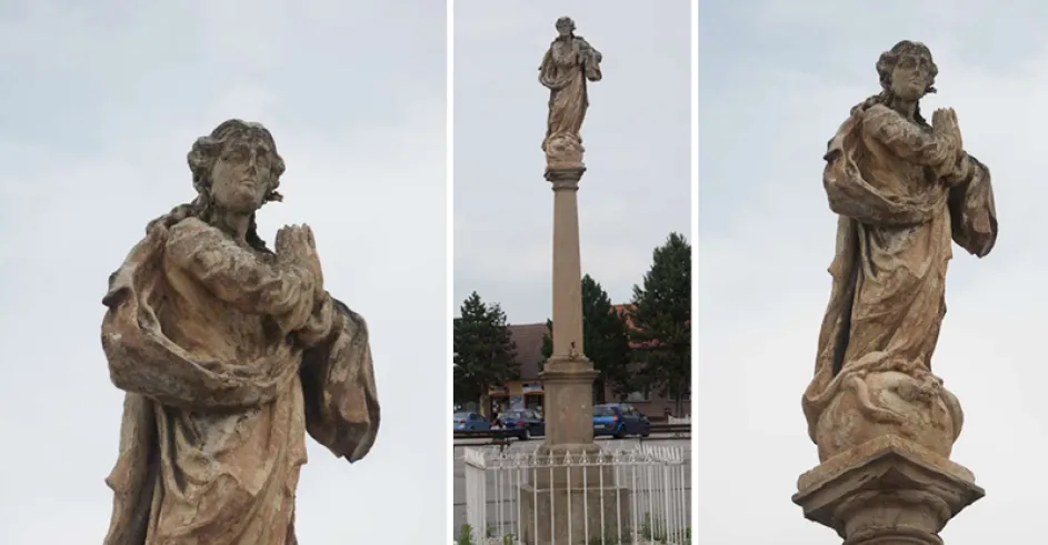 Kamenná Baroková Socha Šaštín Stráže Znázorňujúca Pannu Máriu