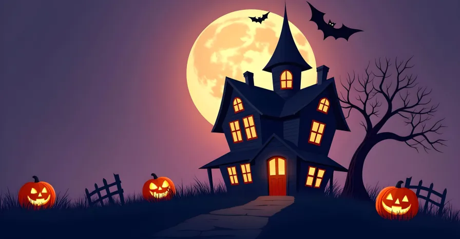 Halloween Haunted Landscape Illustration