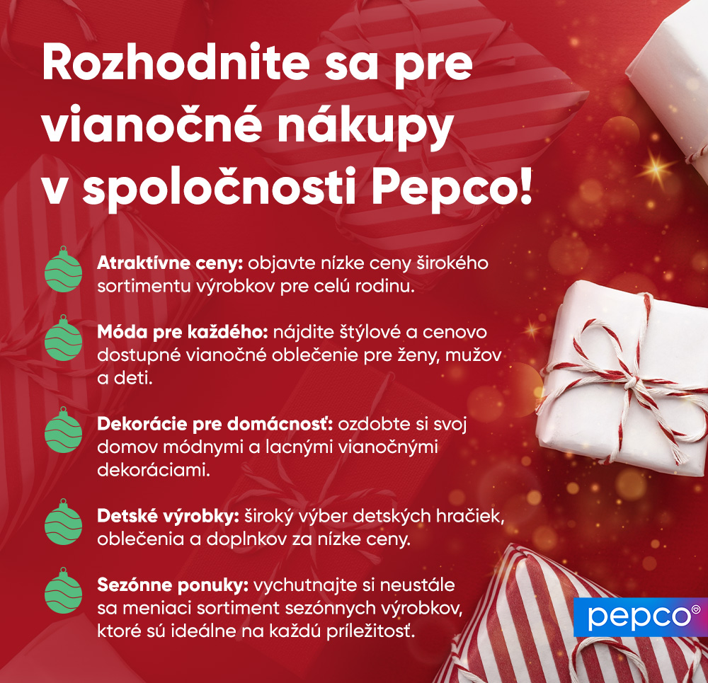 Infografika o prednostiach nakupovania vianočných darčekov v Pepco