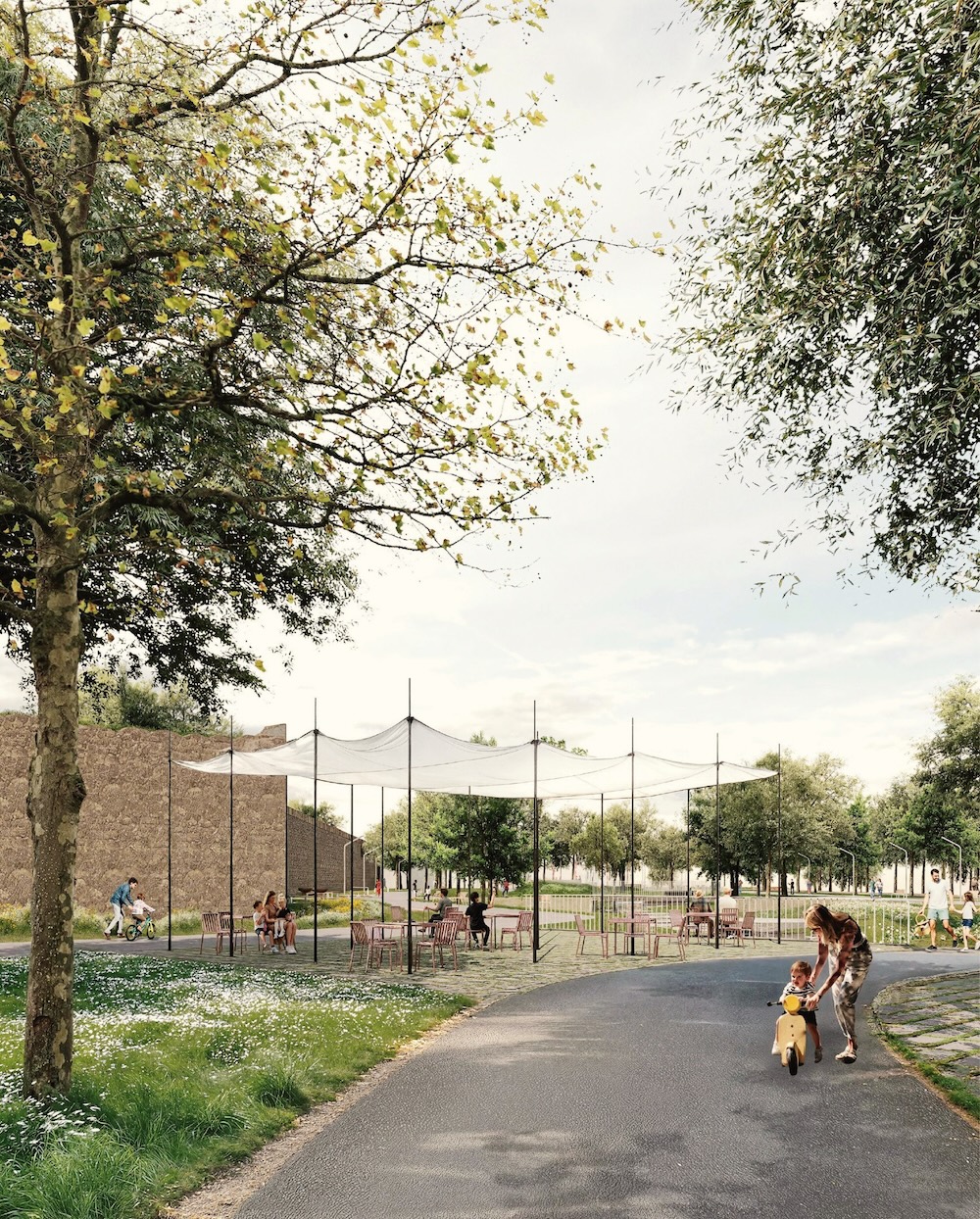 Mestský park pod hradbami Skalica - Víťazný návrh - ateliér Endorfine