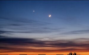 Obloha, noc, Jupiter, Mesiac, planéty